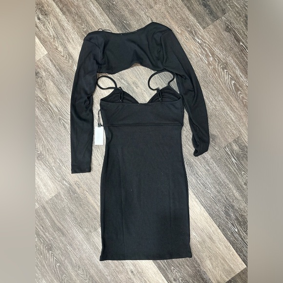 NWT ASTR The Label Womens Bustier Dress Shrug Set Black Ribbed Size XS - Picture 7 of 9